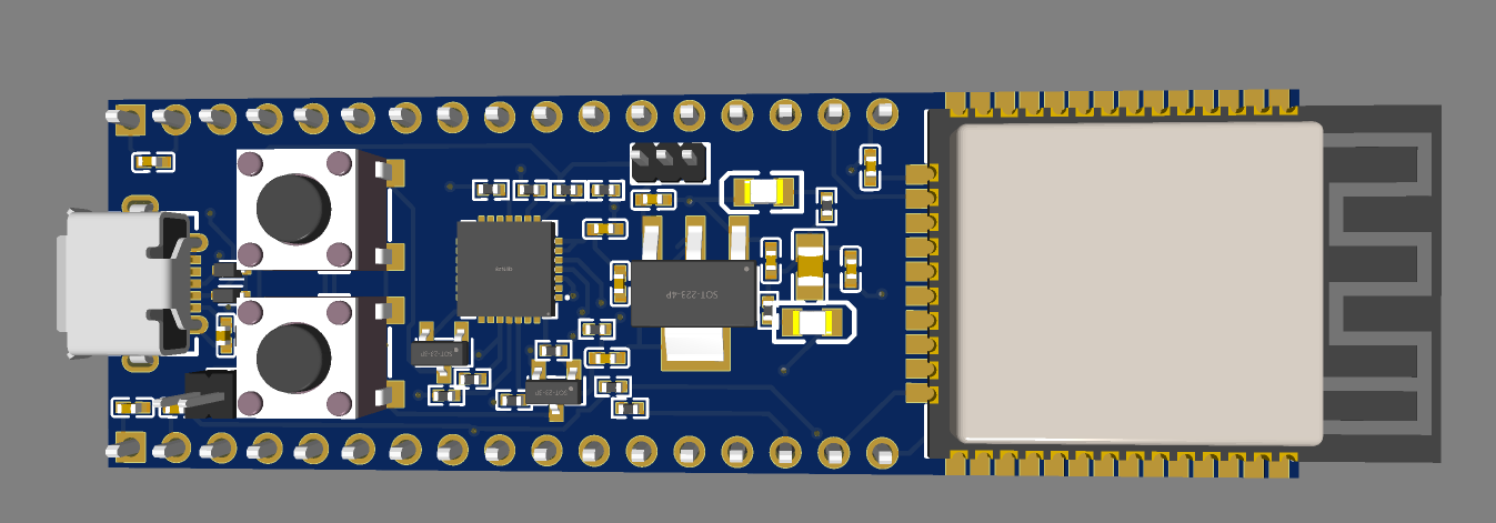 تصميم لوحة ESP32 — وحدة لاسلكية ومنفذ USB ودائرة تغذية